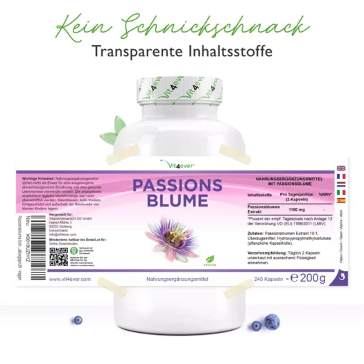 Vit4ever <br>Passionsblume Extrakt - 240 Kapseln – Bild 2