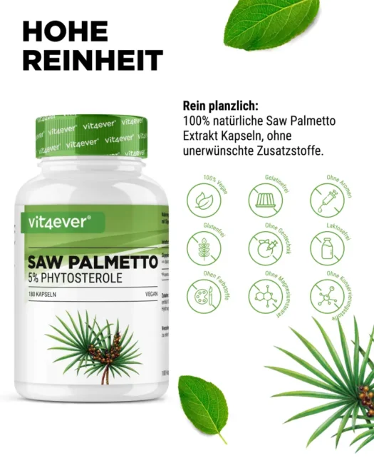 Vit4ever <br>Saw Palmetto Sägepalmen Extrakt - 180 Kapseln – Bild 4