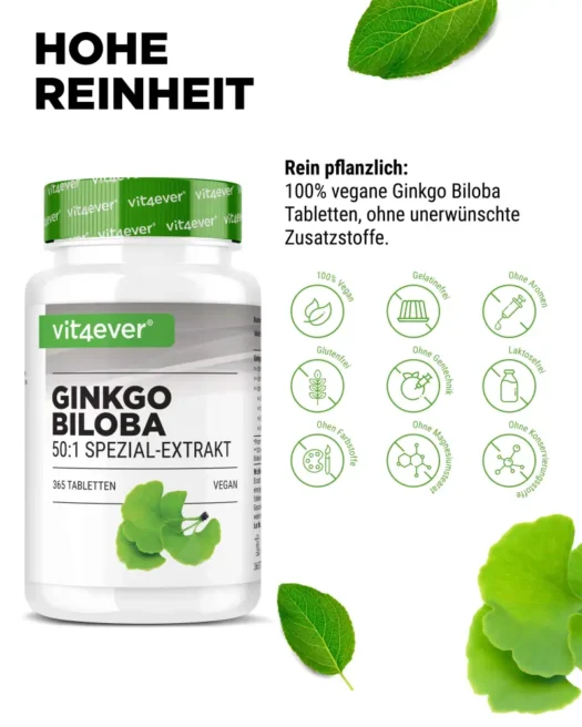 Vit4ever <br>Ginkgo Biloba 50:1 Extrakt - 365 Tabletten – Bild 4