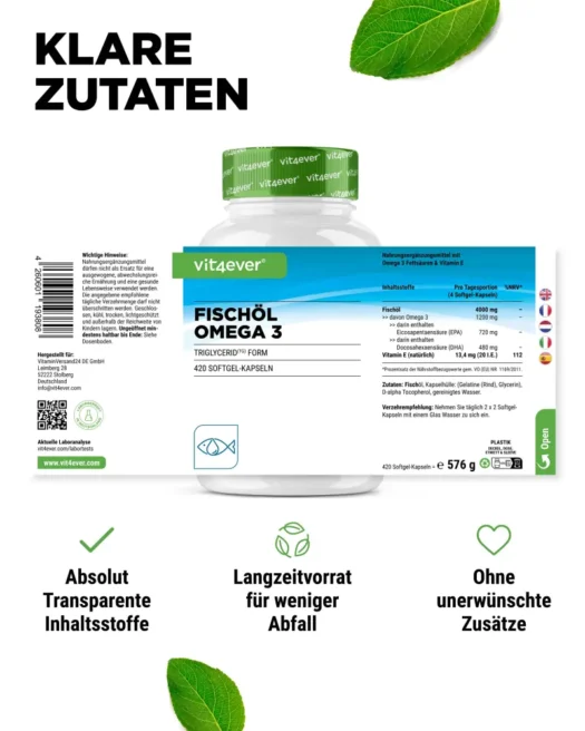 Vit4ever <br>Omega 3 - 420 Kapseln – Bild 2