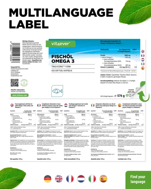 Vit4ever <br>Omega 3 - 420 Kapseln – Bild 3