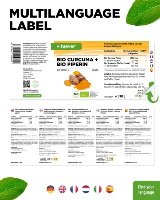 Vit4ever <br>Bio Curcuma - verschiedene Mengen – Bild 3