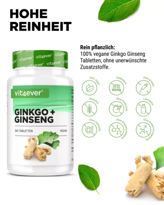 Vit4ever <br>Ginkgo + Ginseng - 365 Tabletten – Bild 4
