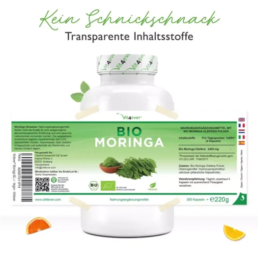 Vit4ever <br>Bio Moringa - 300 Kapseln – Bild 2