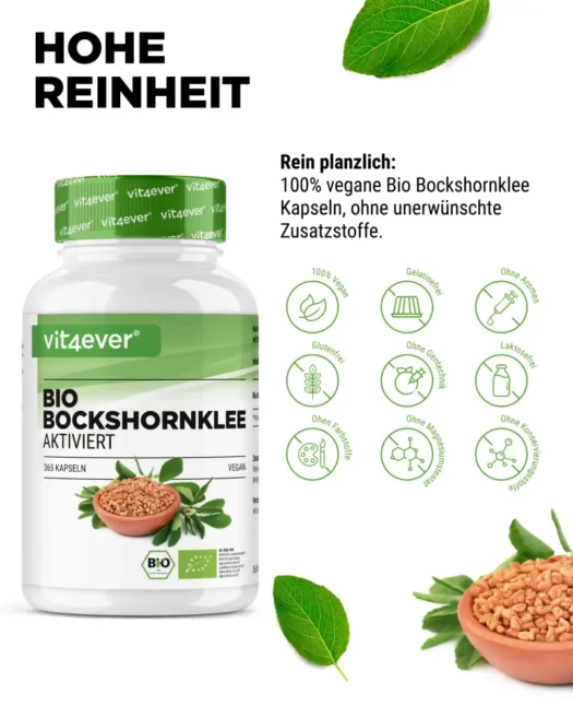 Vit4ever <br>Bio Bockshornklee, aktiviert - 365 Kapseln – Bild 4