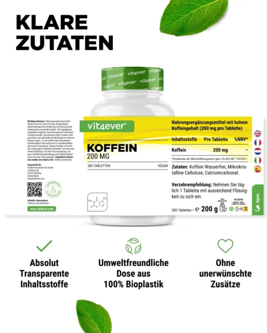 Vit4ever <br>Koffein XXL - 500 Tabletten – Bild 2