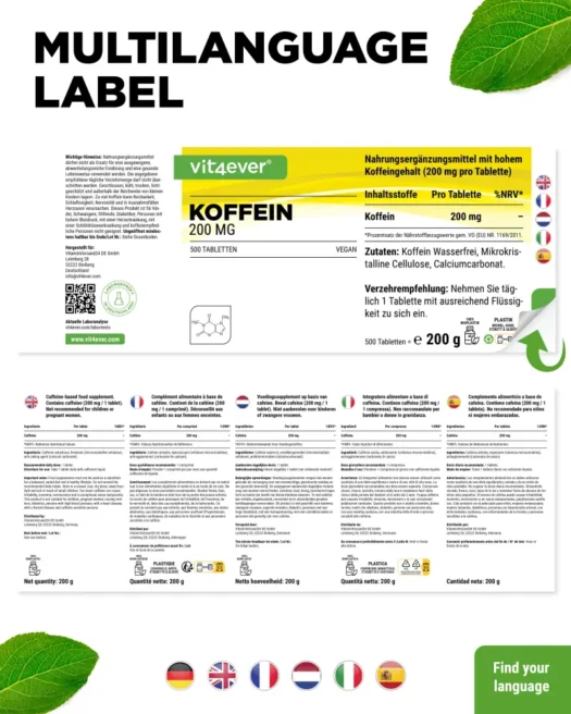 Vit4ever <br>Koffein XXL - 500 Tabletten – Bild 3