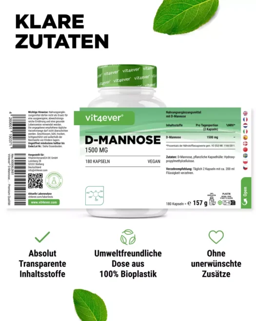 Vit4ever <br>D-Mannose - 180 Kapseln – Bild 2