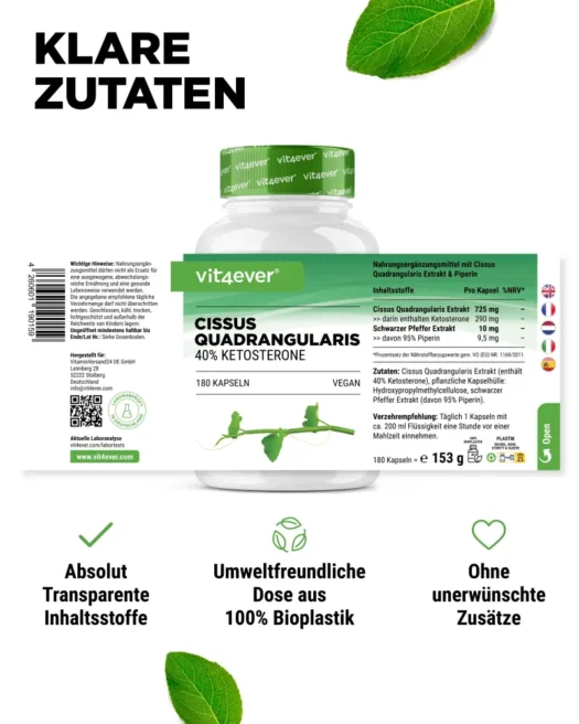 Vit4ever <br>Cissus Quadrangularis Extrakt - 180 Kapseln – Bild 2
