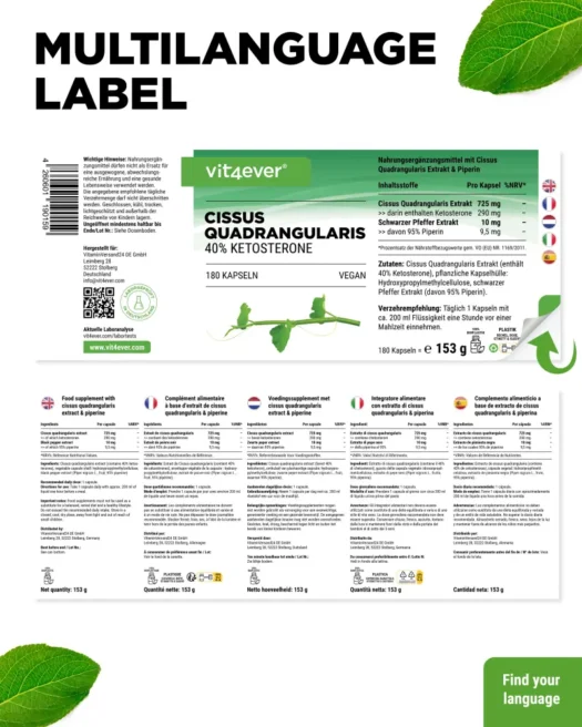 Vit4ever <br>Cissus Quadrangularis Extrakt - 180 Kapseln – Bild 3