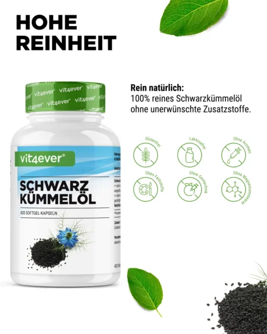 Vit4ever <br>Schwarzkümmelöl - 420 Kapseln – Bild 4