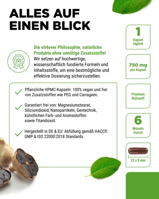 Vit4ever <br>Schwarzer Knoblauch - 180 Kapseln – Bild 5