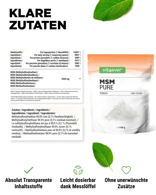 Vit4ever <br>MSM (Methylsulfonylmethan) - 1100 g – Bild 2