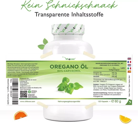 Vit4ever <br>Oregano Öl - 120 Kapseln – Bild 2