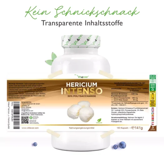Vit4ever <br>Hericium Erinaceus Intenso - 180 Kapseln – Bild 2