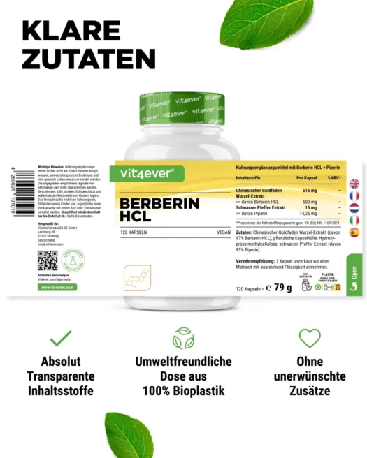 Vit4ever <br>Berberin HCL Intenso - 120 Kapseln – Bild 2