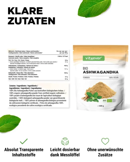 Vit4ever <br>Bio Ashwagandha - 600 g – Bild 2