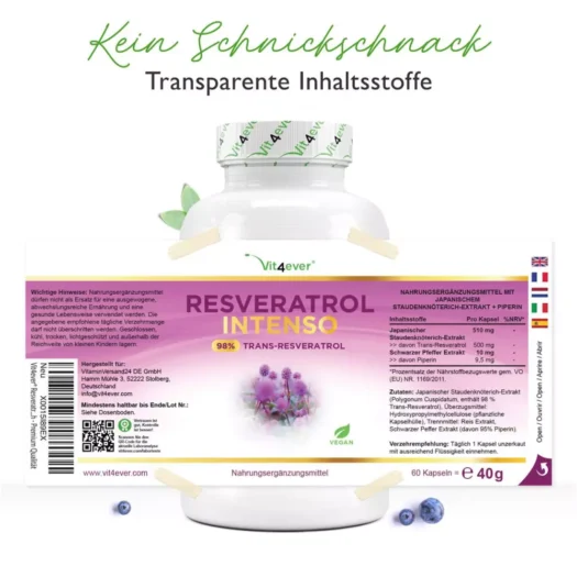 Vit4ever <br>Resveratrol - 60 Kapseln – Bild 2