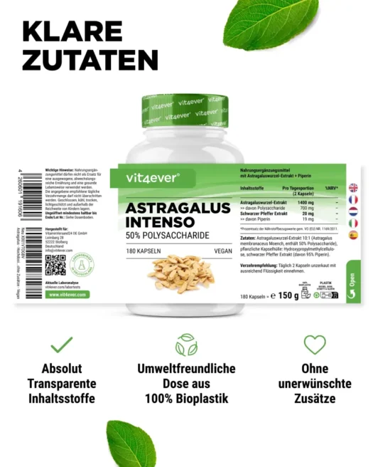 Vit4ever <br>Astragalus Intenso - 180 Kapseln – Bild 2