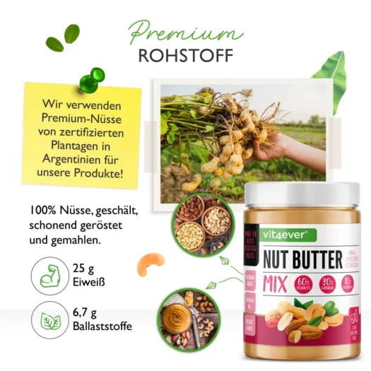 Vit4ever <br>Nussbutter Mix - Erdnuss+Cashew+Mandel - 1000 g – Bild 4