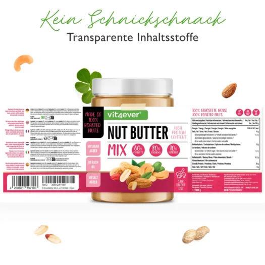 Vit4ever <br>Nussbutter Mix - Erdnuss+Cashew+Mandel - 1000 g – Bild 2