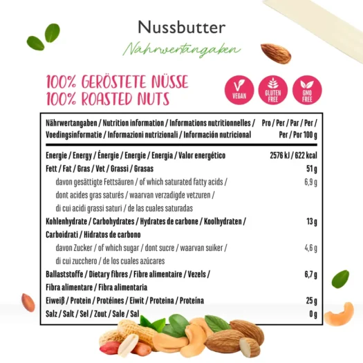 Vit4ever <br>Nussbutter Mix - Erdnuss+Cashew+Mandel - 1000 g – Bild 3