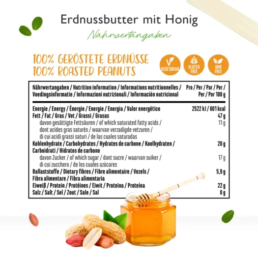 Vit4ever <br>Erdnussbutter mit Honig - 1000 g – Bild 3