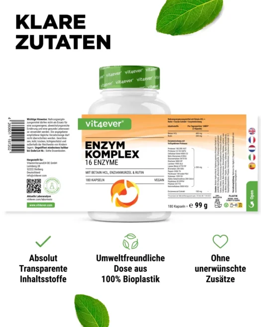 Vit4ever <br>Enzym Komplex - 180 Kapseln – Bild 3