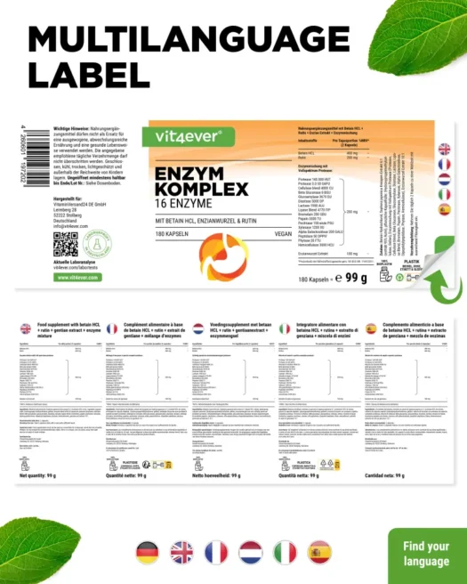 Vit4ever <br>Enzym Komplex - 180 Kapseln – Bild 4