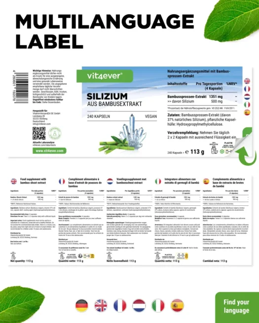 Vit4ever <br>Silizium - 240 Kapseln – Bild 3