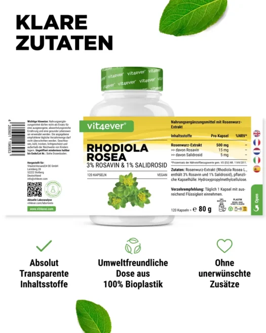 Vit4ever <br>Rhodiola Rosea - 120 Kapseln – Bild 2
