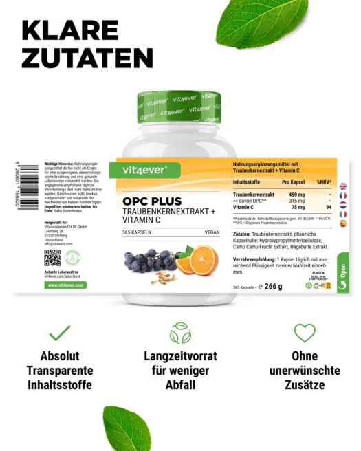 Vit4ever <br>OPC + Vitamin C - 365 Kapseln – Bild 2