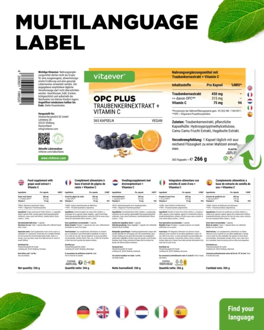 Vit4ever <br>OPC + Vitamin C - 365 Kapseln – Bild 3