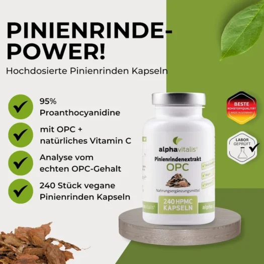 alphavitalis <br>Pinienrinden Extrakt (OPC) - 240 Kapseln – Bild 6
