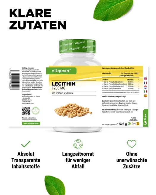 Vit4ever <br>Lecithin - 300 Kapseln – Bild 2