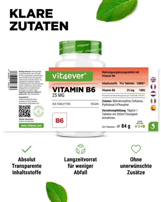 Vit4ever <br>Vitamin B6 - 365 Tabletten – Bild 2