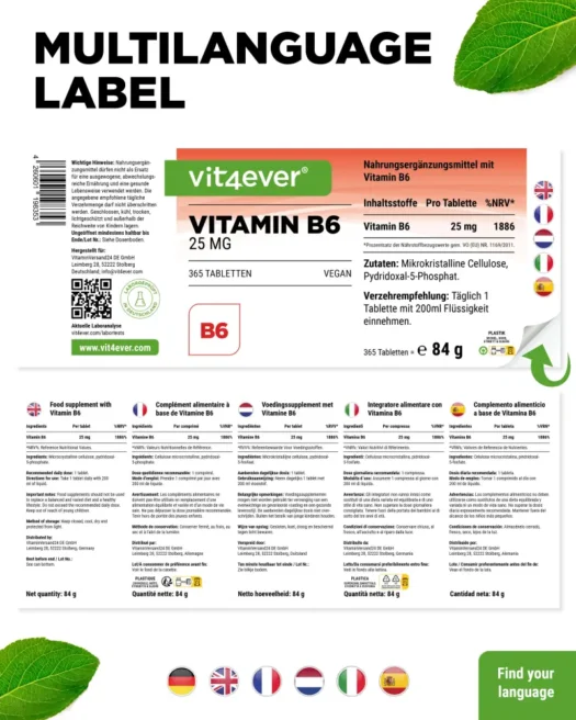 Vit4ever <br>Vitamin B6 - 365 Tabletten – Bild 3