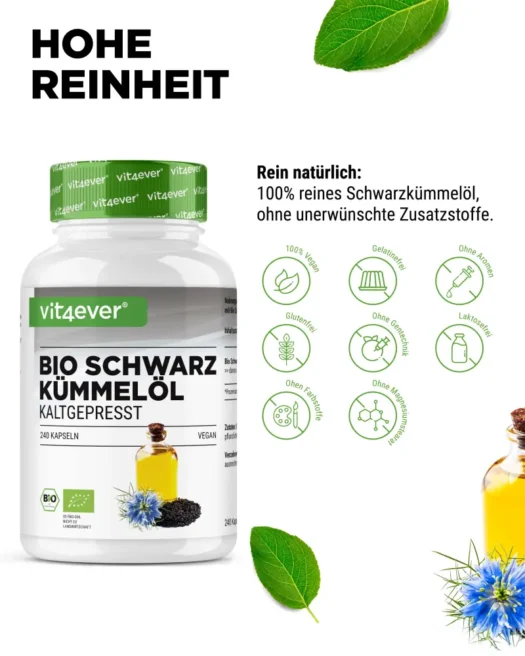 Vit4ever <br>Bio Schwarzkümmelöl - 240 Kapseln – Bild 4