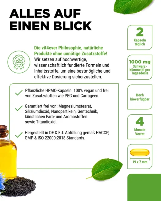 Vit4ever <br>Bio Schwarzkümmelöl - 240 Kapseln – Bild 5