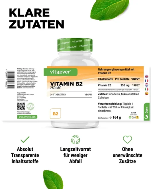 Vit4ever <br>Vitamin B2 - 365 Tabletten – Bild 2