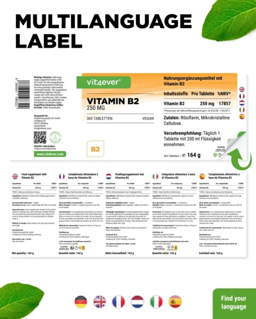 Vit4ever <br>Vitamin B2 - 365 Tabletten – Bild 3