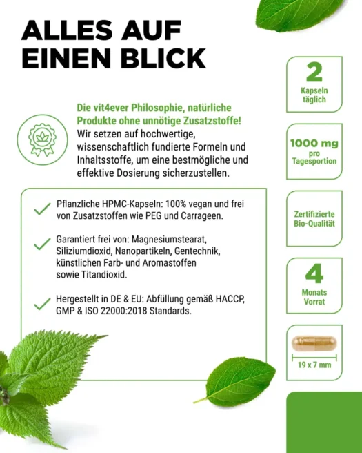 Vit4ever <br>Bio Brennnessel Extrakt - 240 Kapseln – Bild 5
