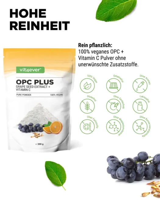 Vit4ever <br>OPC Traubenkernextrakt + Vitamin C - 300 g – Bild 4