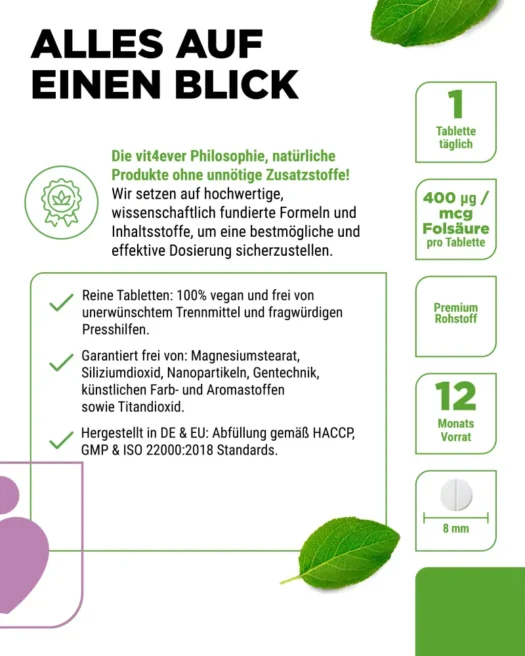 Vit4ever <br>Folsäure - 365 Tabletten – Bild 5