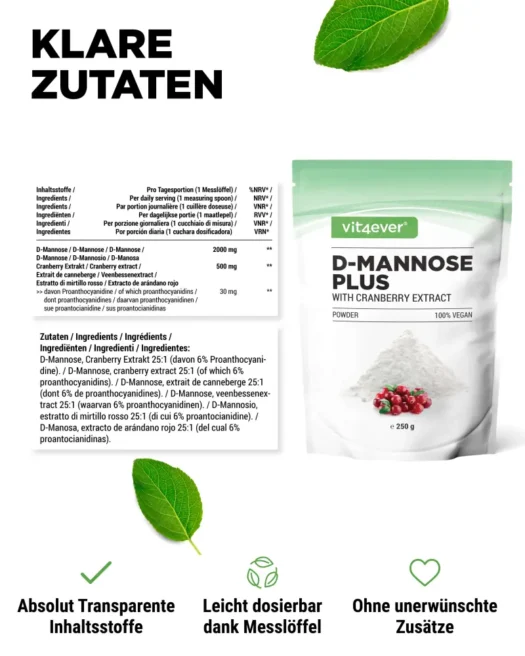 Vit4ever <br>D-Mannose + Cranberry - 250 g – Bild 2