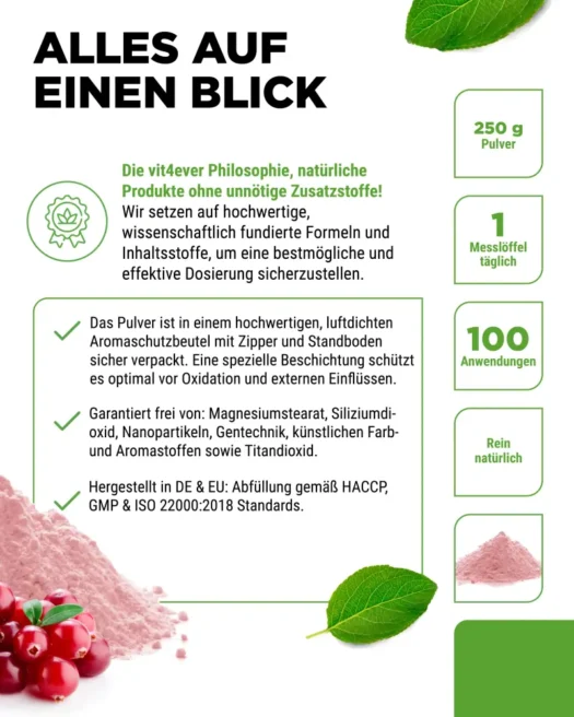 Vit4ever <br>D-Mannose + Cranberry - 250 g – Bild 5