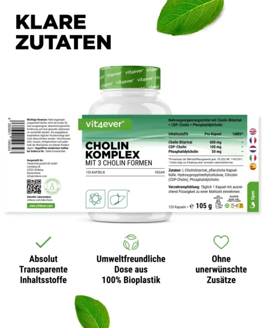Vit4ever <br>Cholin Komplex - 120 Kapseln - Imagen 2